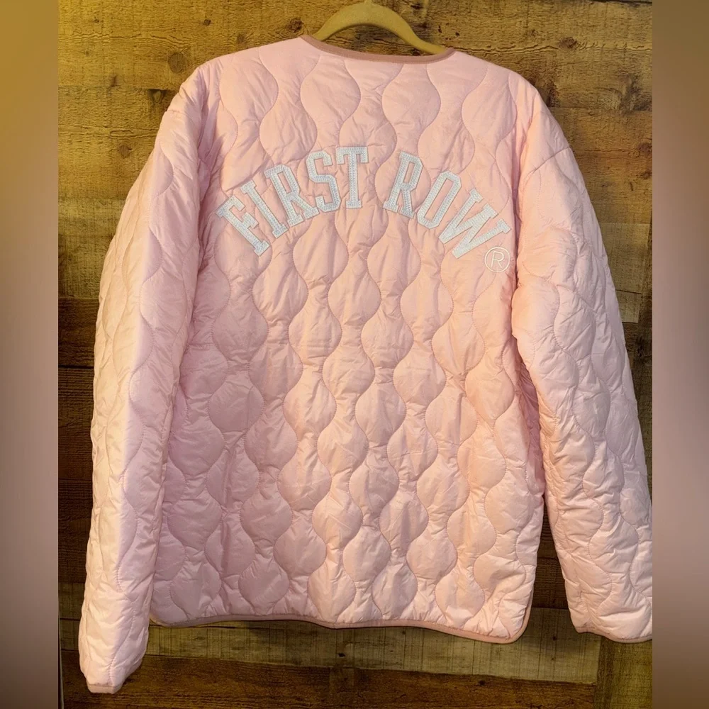 First Row Denim men's pink quilted puffer jacket